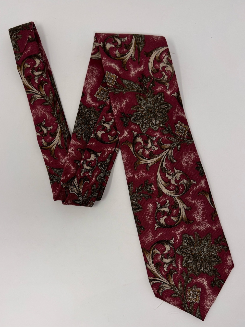 Claybrooke‎ Neck Tie 100% Silk retro floral 90s hipster business office work